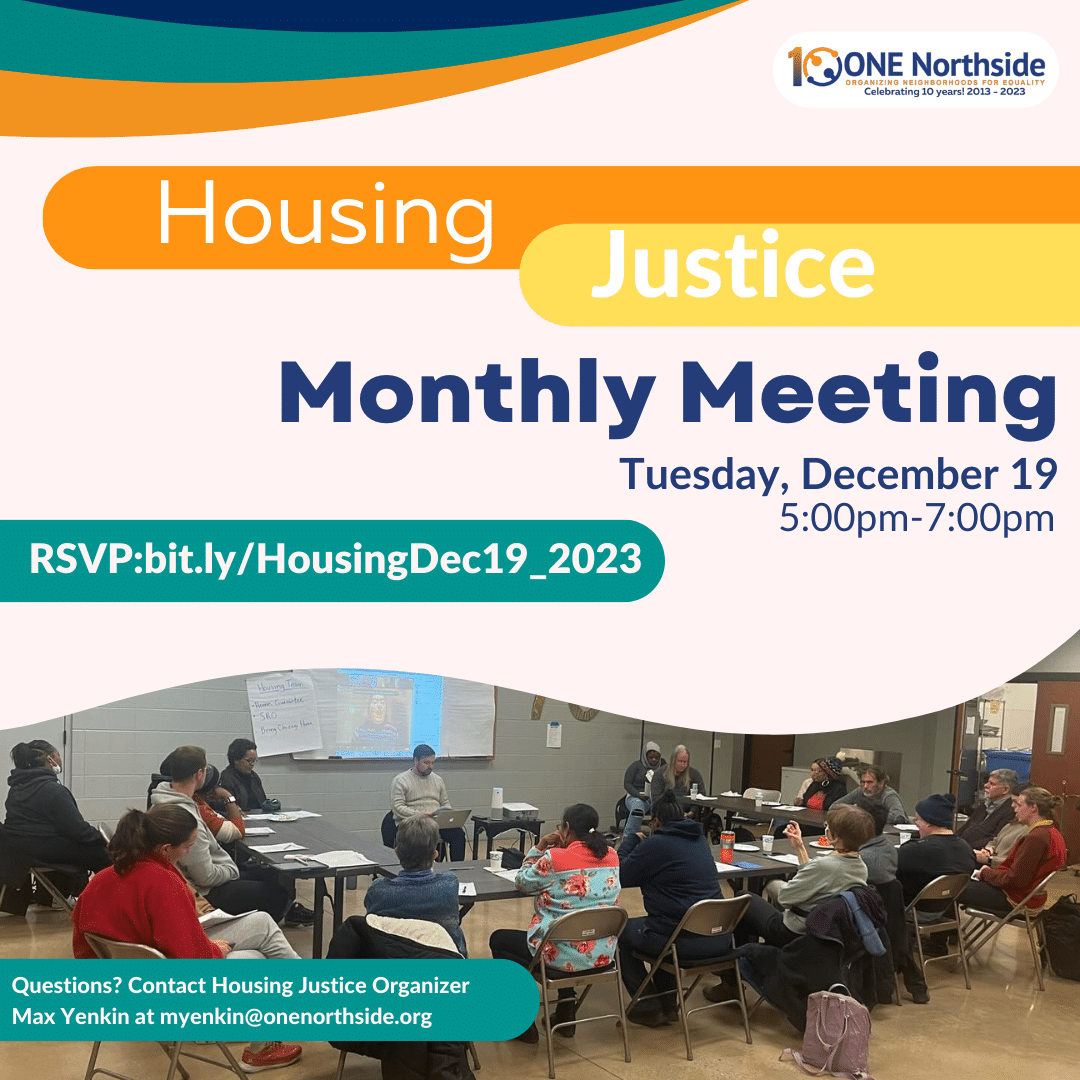 Our next Housing Team Monthly Meeting is December 19th, 5-7pm