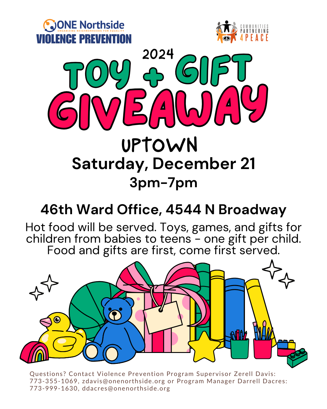 Toy Giveaway Dec 21 Uptown 4544 N Broadway