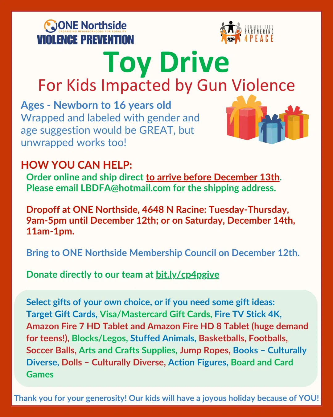 Toy Drive Update